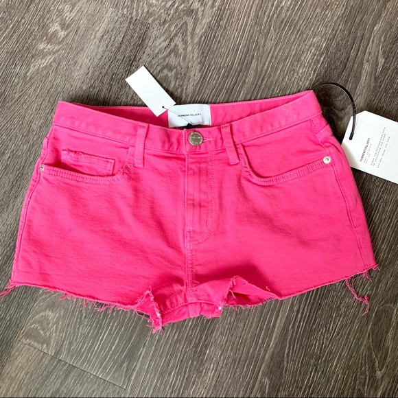 Current/Elliot cutoff frayed denim pink shorts - Picture 3 of 6